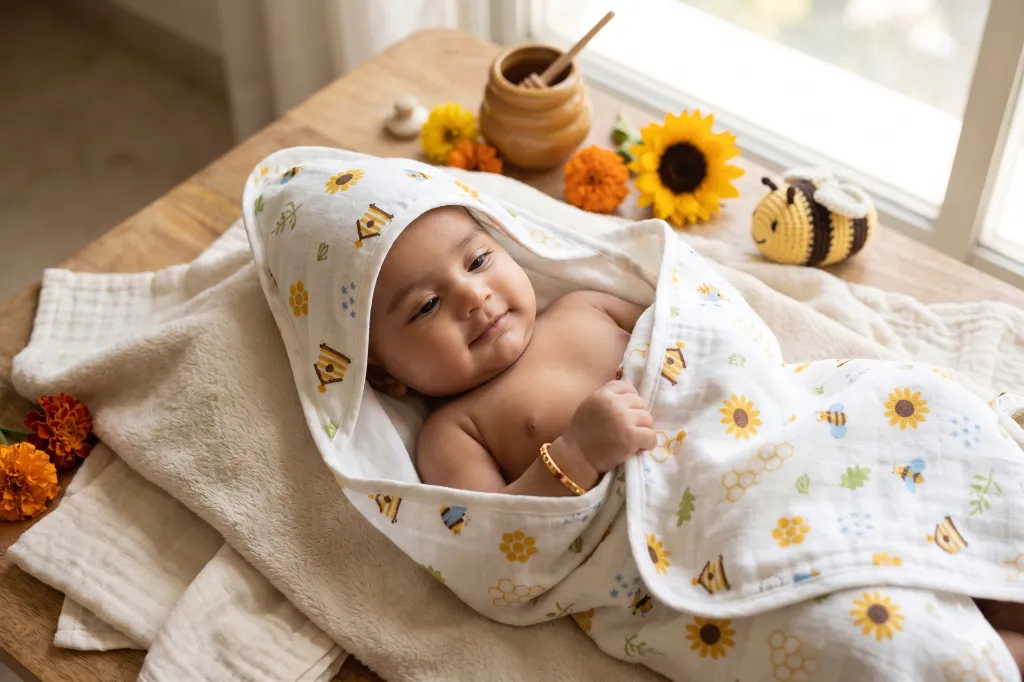Honey bee hooded towel 2.webp