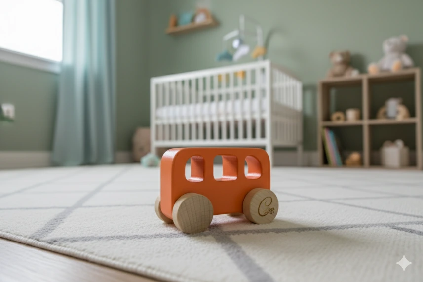 wooden Push Toy - School bus