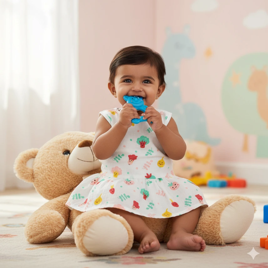 Button Frock - Vegetable (3-6 Months)