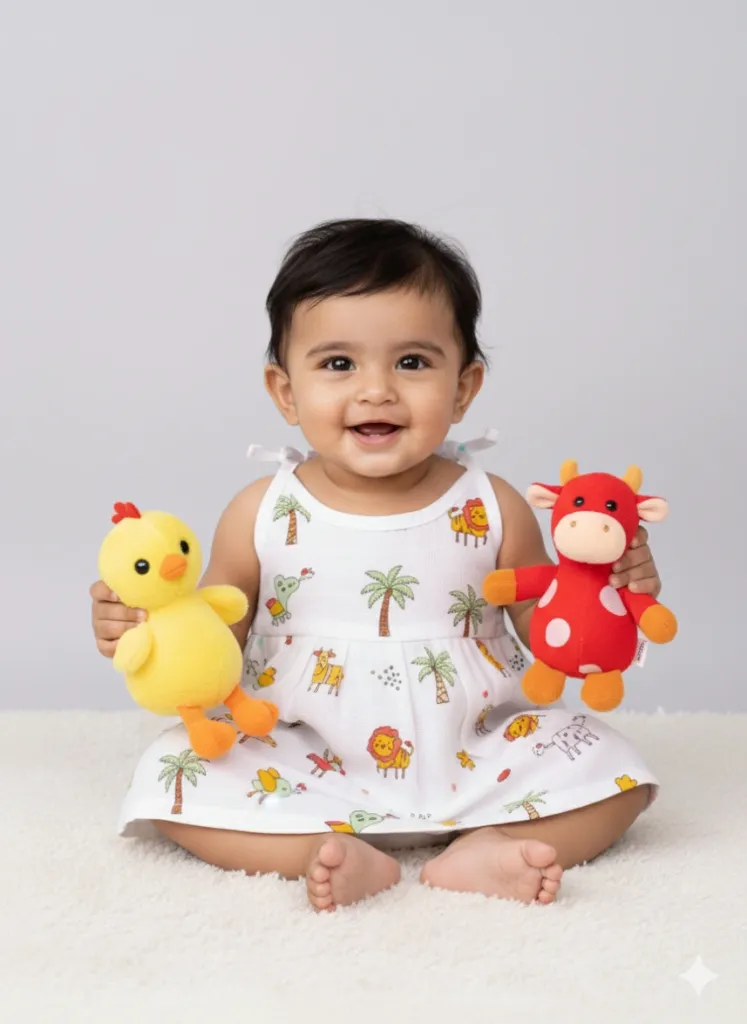 Top knot Frock - Coconut tree (0-3 Months)