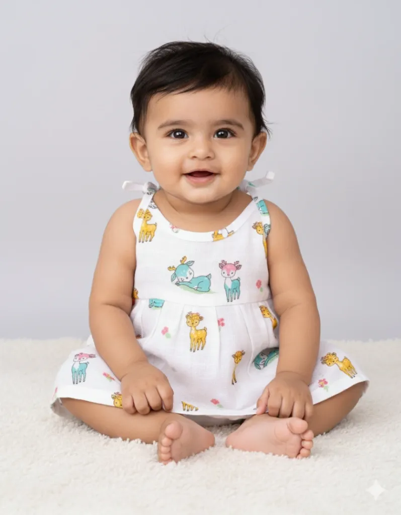 Top knot Frock - Deer (0-3 Months)