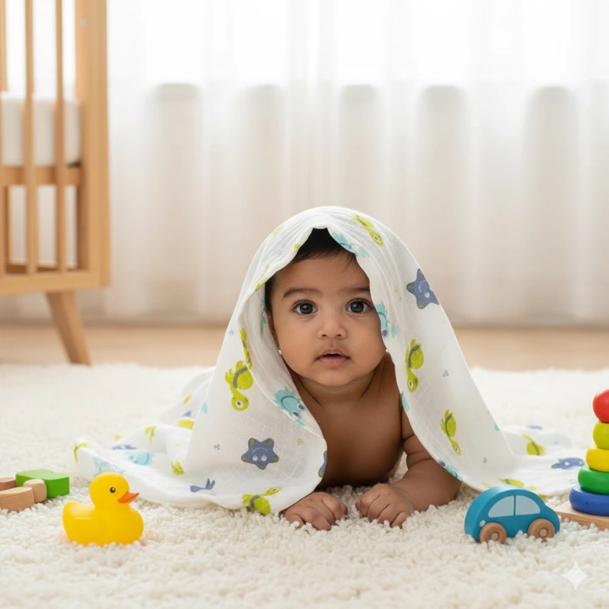 2 layer Crab Hooded towel